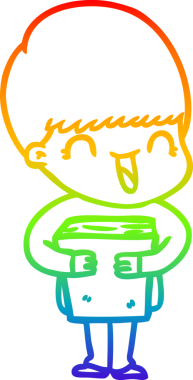 gökkuşağı gradyanı çizimi bir insan tarafından çizilmiş mutlu bir çizgi film çocuğu