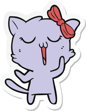 Bir insan tarafından çizilmiş çizgi film kedisinin çıkartması.