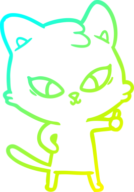 Bir insan tarafından çizilmiş bir çizgi film kedisinin soğuk gradyan çizgisi.