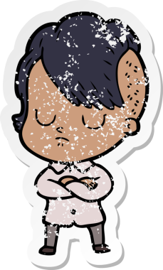 Bir insan tarafından çizilmiş karikatür bir kadının sıkıntılı çıkartması.