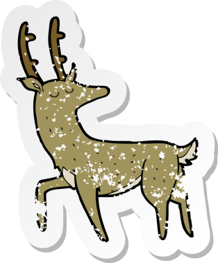 Bir insan tarafından çizilmiş karikatür geyiğinin gerilimli etiketi.