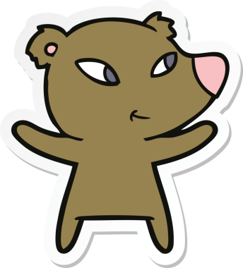 Bir insan tarafından çizilmiş şirin bir ayının çıkartması.