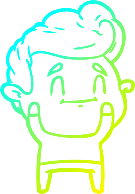 Bir insan tarafından çizilmiş mutlu bir çizgi film karakteri çizimi.