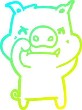 Bir insan tarafından çizilmiş kızgın çizgi film domuzu çizimi.