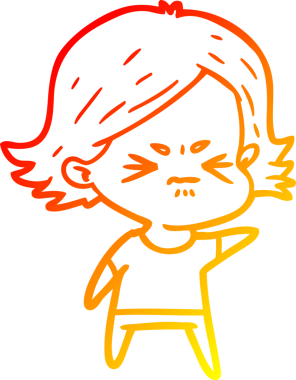 Bir insan tarafından çizilmiş kızgın bir kızın sıcak çizgi çizimi