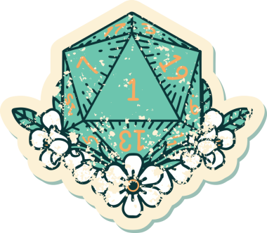 Doğal bir zarın grunge sticker 'ı bir insan tarafından çizilmiş çiçek elementleriyle yuvarlanıyor.