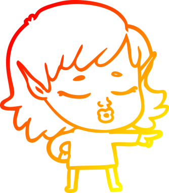 Bir insan tarafından çizilmiş güzel bir elf kızının sıcak çizgi çizimi