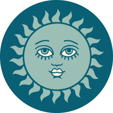 Bir insan tarafından çizilmiş bir güneşin ikonik dövme şekli