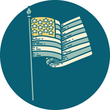 Amerikan bayrağının insan tarafından çizilmiş ikonik dövme şekli.