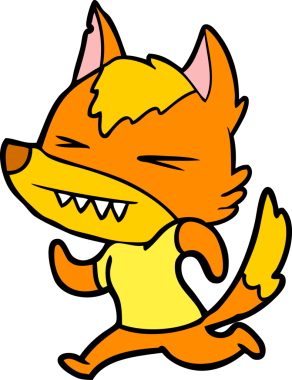 Bir insan tarafından çizilmiş tilki çizgi film karakteri