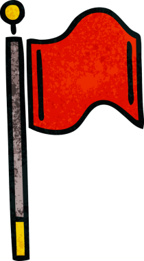 Bir insan tarafından çizilmiş kırmızı bayrağın retro grunge desen karikatürü