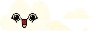 Bir insan tarafından çizilmiş bulutların retro çizim tarzı karikatürü