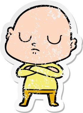 Bir insan tarafından çizilmiş kel bir adamın sıkıntılı çıkartması.