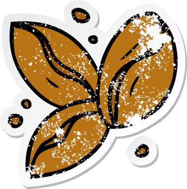 İnsan eliyle çizilmiş üç kahve çekirdeği karalaması.