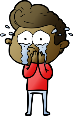 Bir insan tarafından çizilen endişeli, ağlayan adam.