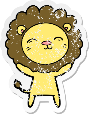 Bir insan tarafından çizilmiş karikatür aslanının sıkıntılı çıkartması.