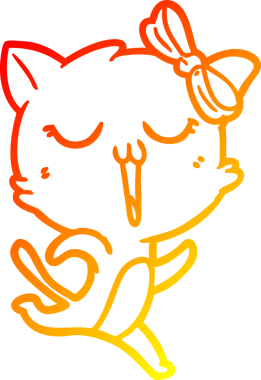 Bir insan tarafından çizilmiş çizgi film kedisinin sıcak çizgi çizimi