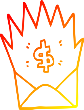 Bir insan tarafından beklenmeyen maaş çekinin çizimi.