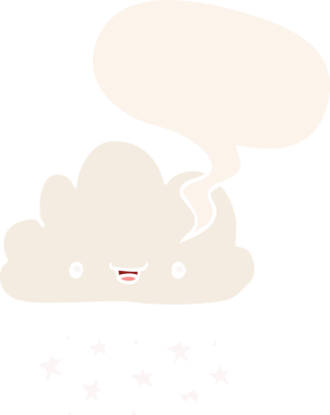 bir insan tarafından çizilmiş, konuşma baloncuklu karikatür fırtına bulutu.