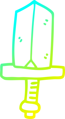 Bir insan tarafından çizilmiş altın bir hançerin soğuk çizgi çizgisi