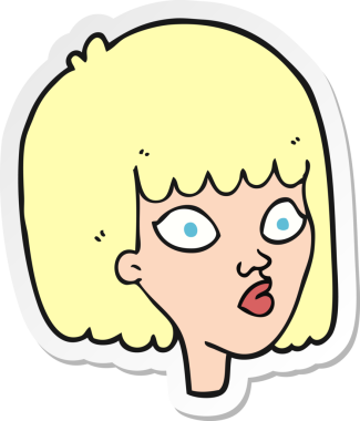 Bir insan tarafından çizilmiş karikatür kadın yüzü çıkartması.