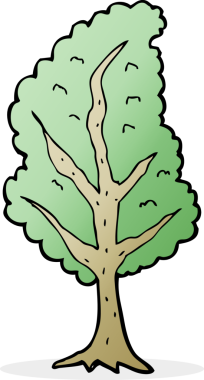 Bir insan tarafından çizilmiş çizgi film ağacı.