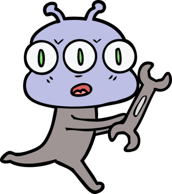 Bir insan tarafından çizilmiş üç gözlü uzaylı çizgi filmi.