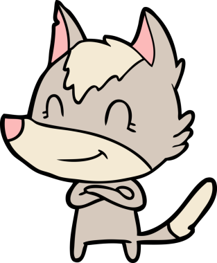 Bir insan tarafından çizilmiş dost canlısı bir kurt.