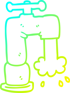 Bir insan tarafından çizilen, çalışan bir musluğun soğuk gradyan çizimi