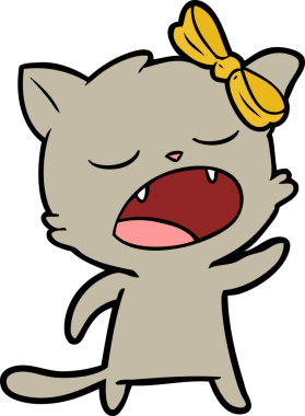 Bir insan tarafından miyavlanan kedi çizgi filmi.