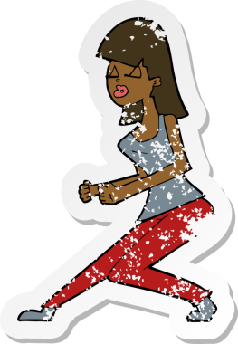 Bir insan tarafından çizilmiş çılgın dans eden bir karikatürün gerilimli çıkartması.