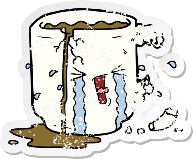 Bir insan tarafından çizilmiş kırık bir karikatür bardağının sıkıntılı çıkartması