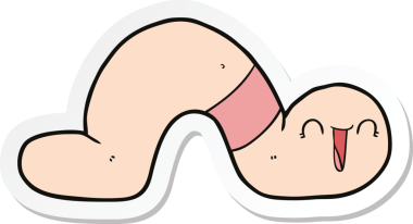 Bir insan tarafından çizilmiş bir karikatür solucanı çıkartması.
