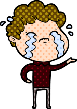 Bir insan tarafından çizilmiş ağlayan çizgi film adamı.