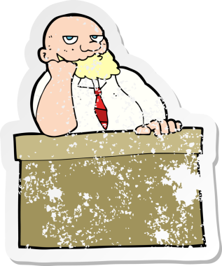 Masada bir insan tarafından çizilmiş sıkıntılı bir karikatür çıkartması.