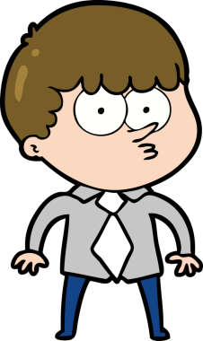 Bir insan tarafından çizilmiş tişörtlü ve kravatlı bir çocuk.