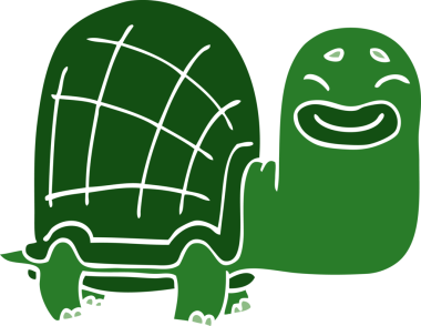 Bir insan tarafından çizilmiş mutlu bir kaplumbağa.