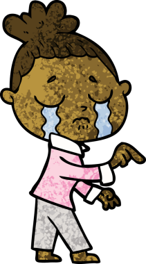 Bir insan tarafından çizilmiş ağlayan kadın çizgi filmi.