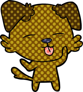 Bir insan tarafından çizilmiş bir çizgi film köpeği.