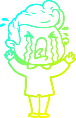 Bir insan tarafından çizilmiş ağlayan bir karikatür çizimi.