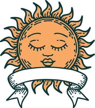 Bir insan tarafından çizilmiş geleneksel güneş dövmesi.