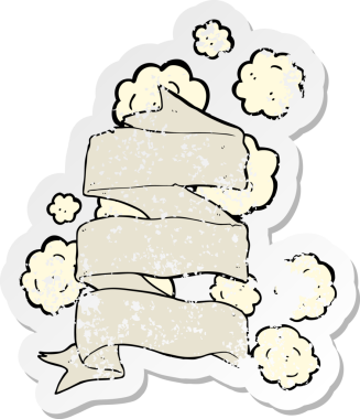 Bir insan tarafından çizilmiş eski bir parşömen afişinin gerilimli çıkartması.