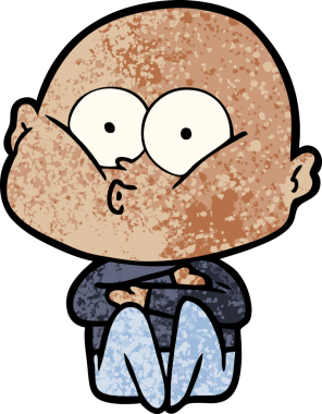 Bir insan tarafından çizilmiş kel bir adam.