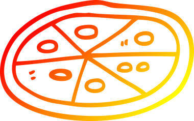 Bir insan tarafından çizilmiş bir pizzanın sıcak gradyan çizimi