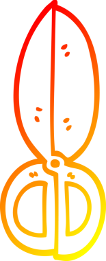 Bir insan tarafından çizilmiş, çizgi film kapalı makasın sıcak çizgi çizimi