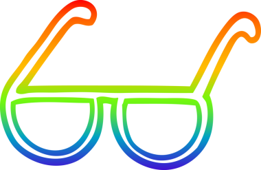 Bir insan tarafından çizilmiş çizgi film gözlüklerinin gradyan çizimi.