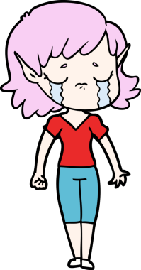 Bir insan tarafından çizilmiş ağlayan elf kızı.