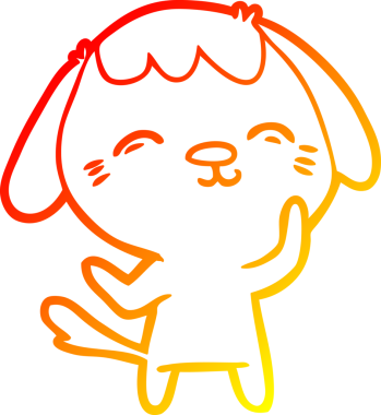 Bir insan tarafından çizilmiş mutlu çizgi film köpeğinin sıcak çizgi çizimi