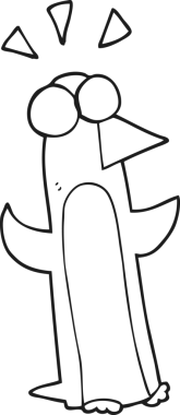 El yazısıyla çizilmiş siyah beyaz çizgi film bir insan tarafından çizilmiş penguene sürpriz oldu.