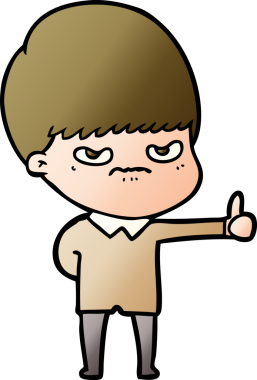 Bir insan tarafından çizilmiş kızgın çizgi film çocuğu.